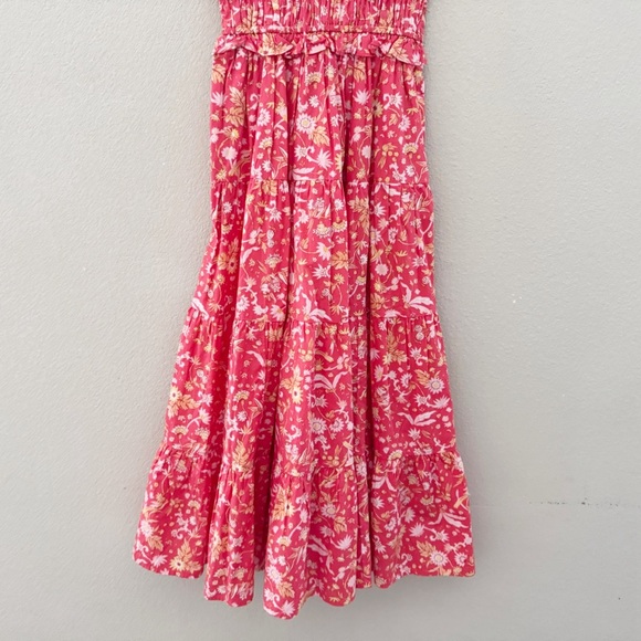 J. Crew Ruffle Trim Tiered Maxi Dress XS Petite Sunny Blooms Coral Cottage NWT - Picture 8 of 14